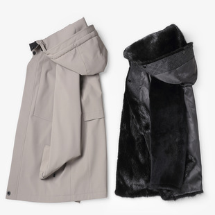 水貂内胆整貂真皮草派克服男中老年皮毛一体大衣尼克服爸爸款外套