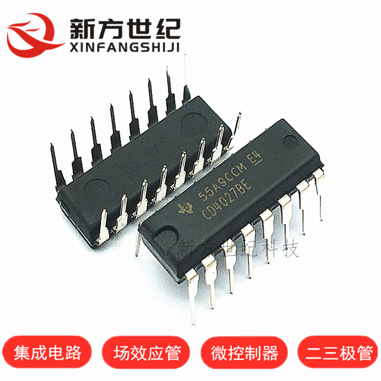 CD4027BE DIP16封装 逻辑 - 触发器芯片 集成电路IC 进口原装TI.