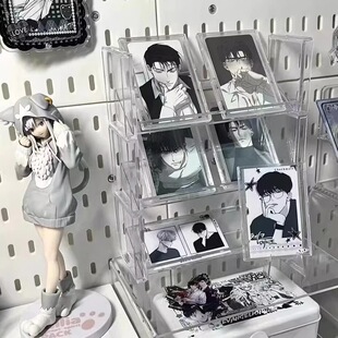 ins透明流麻吧唧收纳盒多层叠加收纳架阶梯式吧唧展示陈列架桌面