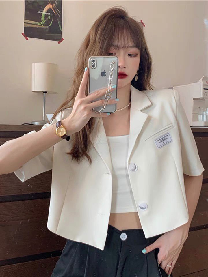 Korean loose design high waist short small suit short sleeve coat