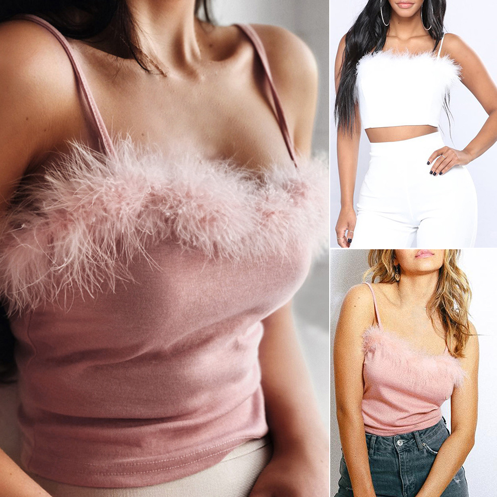 Sexy fluffy suspender waistcoat for women