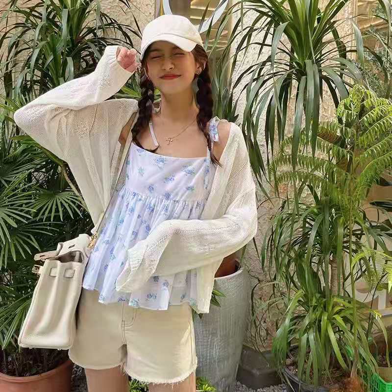 New summer women's air-conditioned sweater, thin jacket, long sleeve sunscreen knitted cardigan