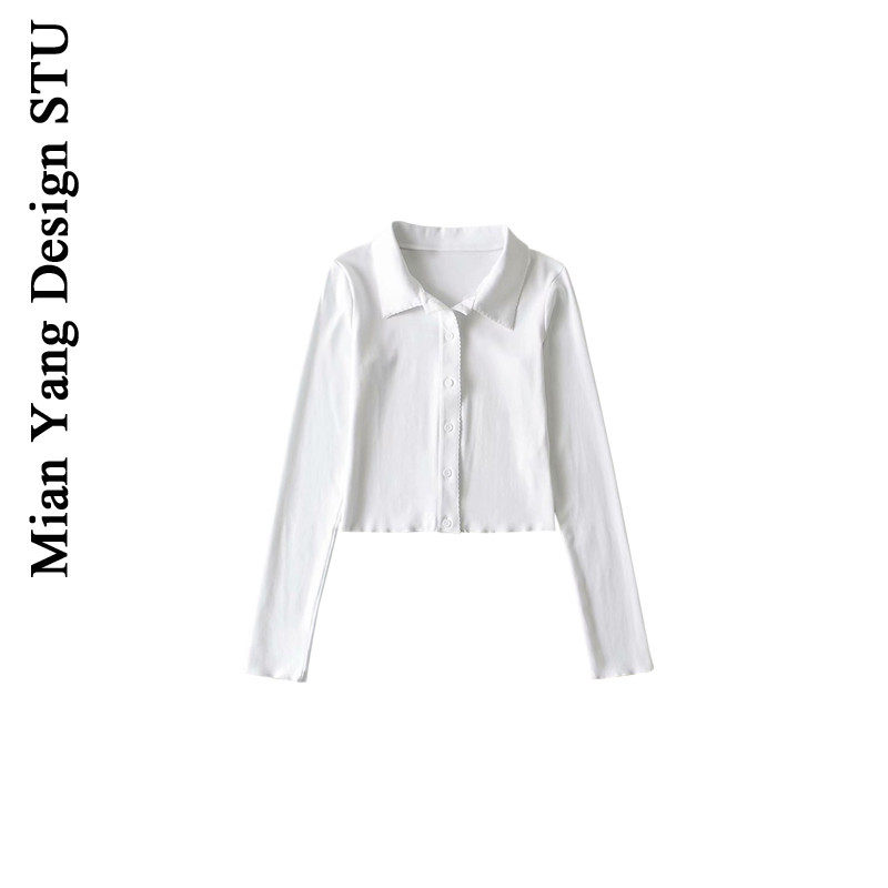 polo美式纯欲小花边开衫针织长袖