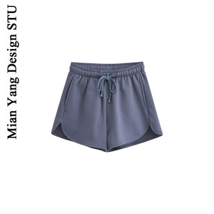 青春学院少女开叉短卫裤 女 bm风 复古松紧腰抽绳休闲运动短裤 棉洋