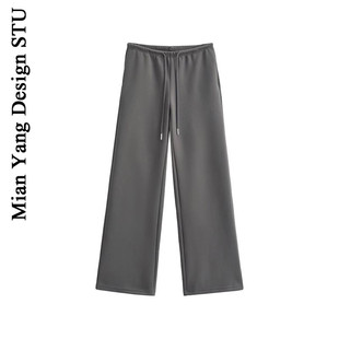 子 街头显瘦辣妹窄腰直筒加绒裤 棉洋复古辣妹抽绳低腰休闲卫裤 女