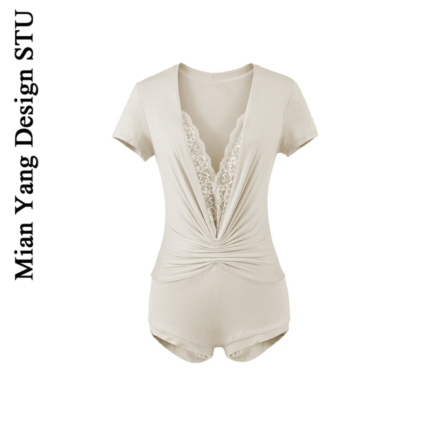 棉洋美式性感褶皱修身显瘦连体短裤女 辣妹蕾丝v领短袖内搭连体衣,女装/女士精品,连体衣/裤,淘宝优惠券,粉丝福利购,淘宝优惠卷