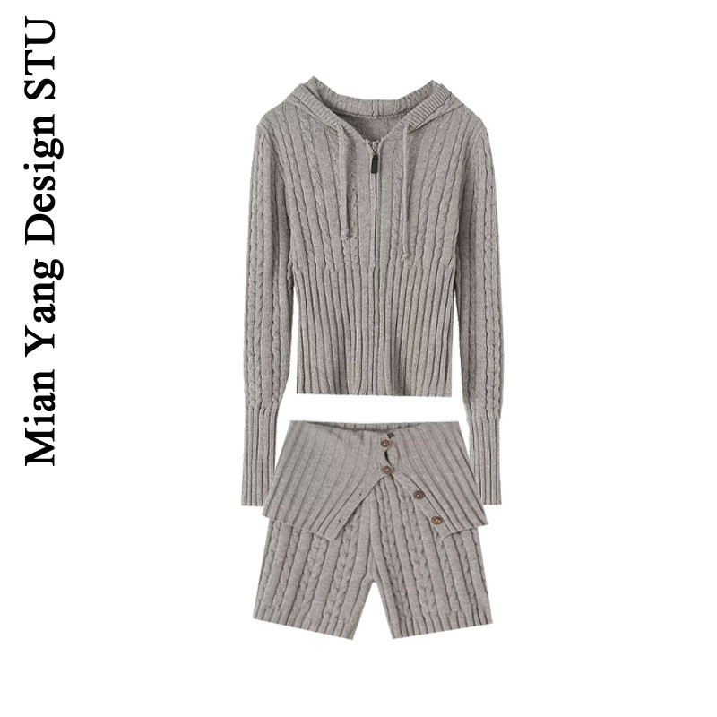 博主辣妹针织衫外套长袖毛衣套装