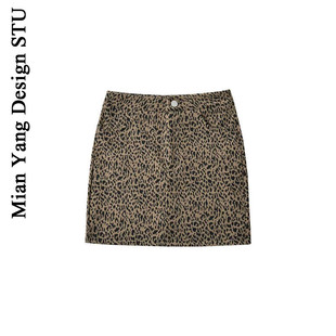 棉洋复古迷你摩卡时尚 潮奢显瘦包臀裙夏气质ol性感豹纹防走光短裙