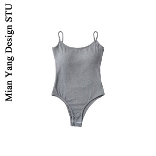 性感辣妹镂空露背胸垫款 复古紧身吊带连体衣女 打底背心 美式 棉洋