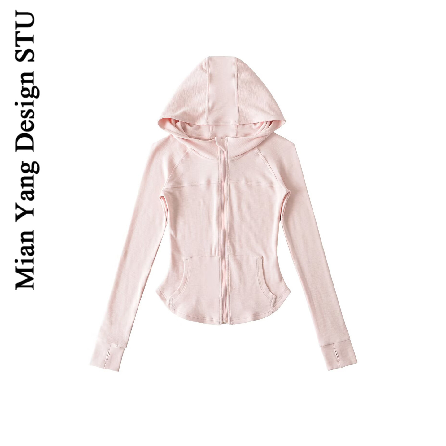 复古秋季修身瑜伽服连帽卫衣外套