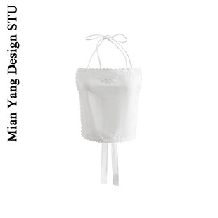 棉洋北欧小众乡村风挂脖抹胸吊带背心女性感露背博主度假露脐肚兜