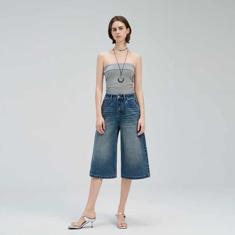 2026夏季牛仔女新疆长绒棉潮酷随性七分硬挺宽松复古大阔腿,女装/女士精品,牛仔裤,淘宝优惠券,粉丝福利购,淘宝优惠卷