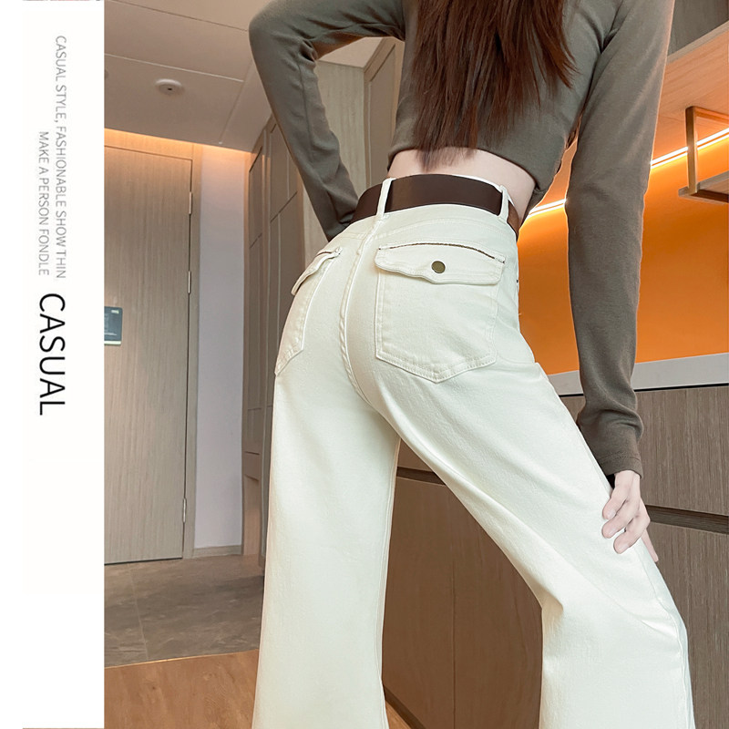 微喇牛仔裤女2025春秋新款白色高腰显瘦垂感宽松不贴腿马蹄喇叭裤,女装/女士精品,牛仔裤,淘宝优惠券,粉丝福利购,淘宝优惠卷