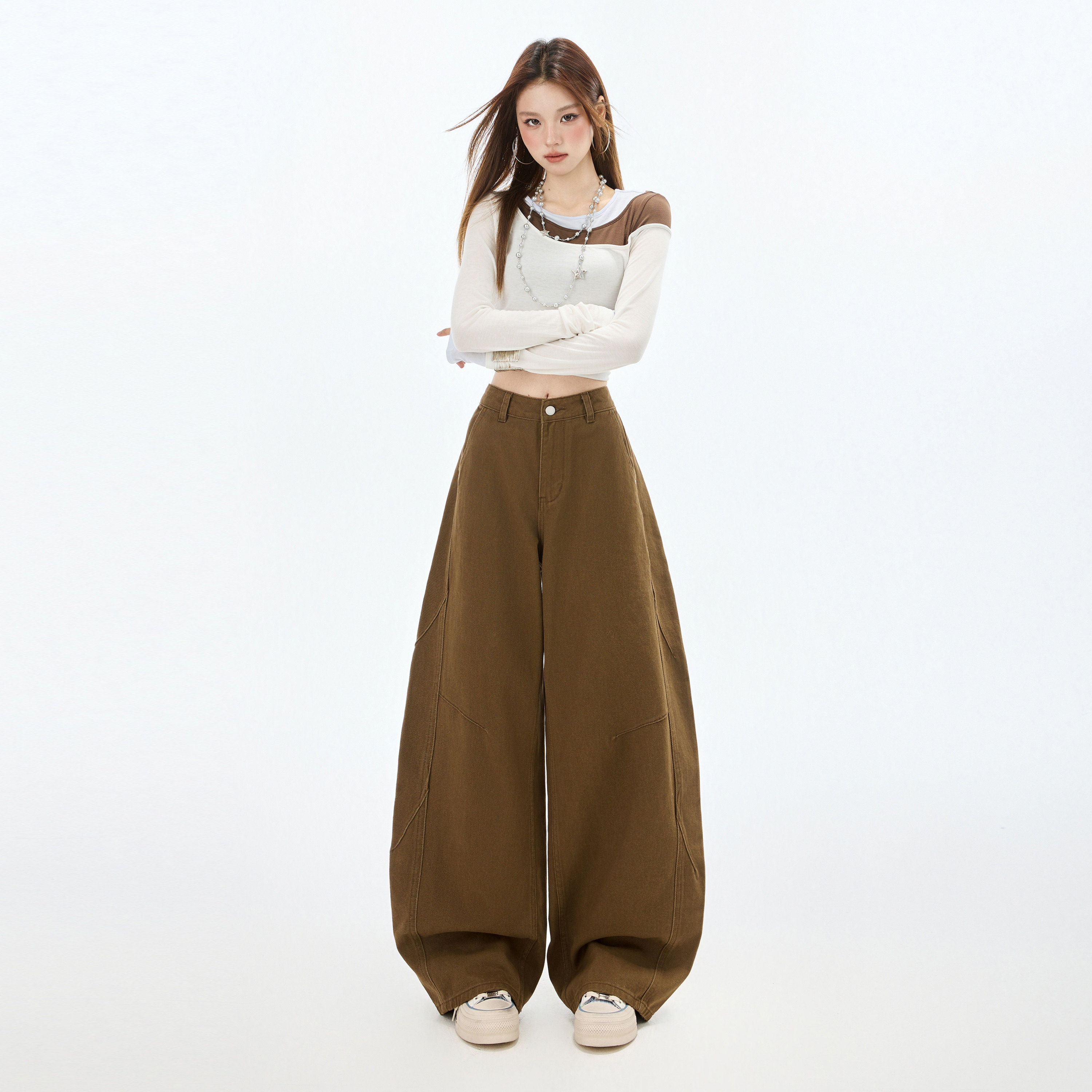 26春夏棕咖色美式复古水洗做旧牛仔裤男女宽松直筒阔腿裤长裤加长,女装/女士精品,牛仔裤,淘宝优惠券,粉丝福利购,淘宝优惠卷