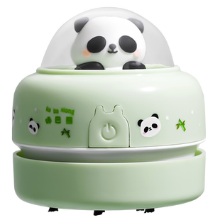 电动桌面吸尘器吸橡皮擦屑收集器铅笔灰渣清洁文具学生儿童熊猫可爱学习书桌上强力吸灰自动清理机大吸力充电