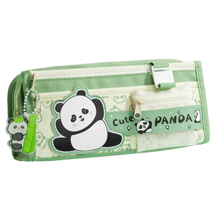 熊猫笔袋大容量小学生一二年级文具盒女生铅笔袋2024新款男生简约高颜值儿童男孩初中生多层帆布黑科技收纳盒