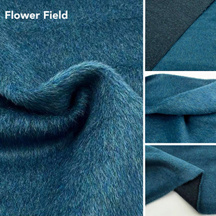 阿尔巴卡羊驼毛 蓝色混色光泽长毛顺毛羊毛呢料面料秋冬大衣布料