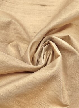 轻薄光泽微廓 棕黄色50%真丝双宫桑蚕丝面料古装汉服裙设计师布料