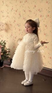 樱桃cherry女童25秋冬白天鹅女宝宝小香风新年礼服背心裙纱裙6911