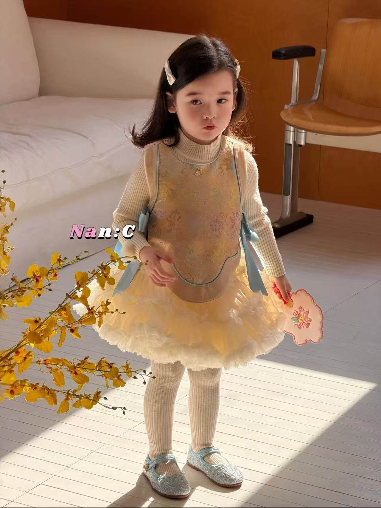 Nc2025新款女童新中式国风盘扣加绒古风马甲背心裙套装,童装/婴儿装/亲子装,套装,淘宝优惠券,粉丝福利购,淘宝优惠卷