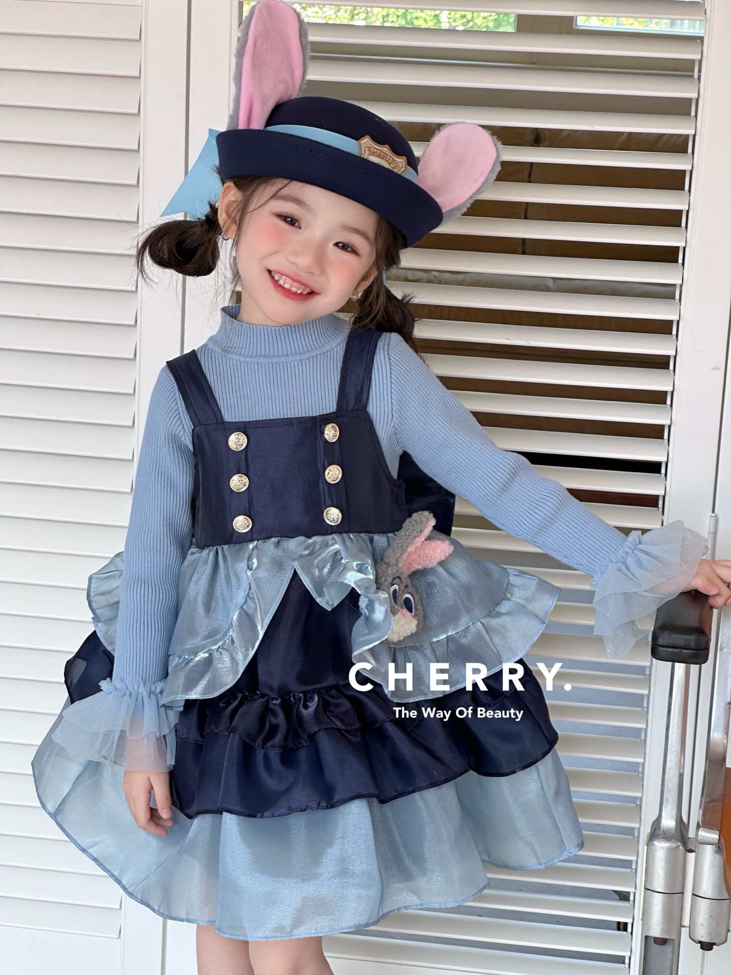 Cherry25新款女童兔子警官洛丽塔公主裙连衣裙女宝生日礼服裙子