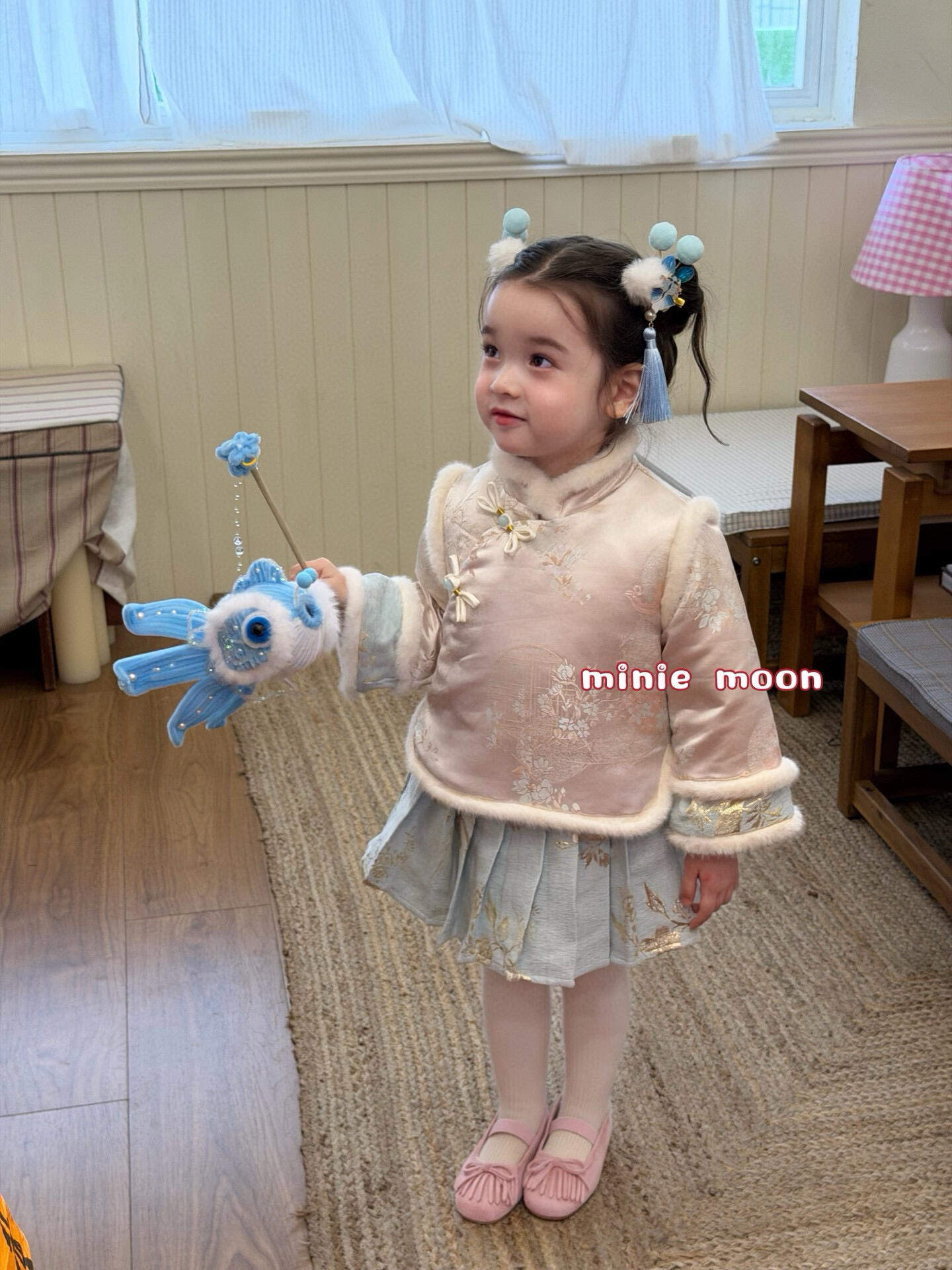 小月亮25新女童新中式国风盘扣加绒古风外套百褶裙汉服裙套装1277,童装/婴儿装/亲子装,套装,淘宝优惠券,粉丝福利购,淘宝优惠卷