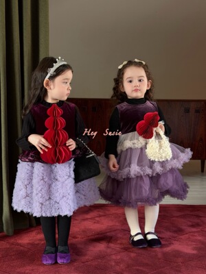 苏西susie女童秋冬女童韩小童洋气可爱背心裙套装公主裙7689/7691