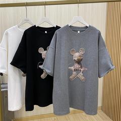 Early spring new thick print Sequin Mickey Mouse short sleeve T-shirt