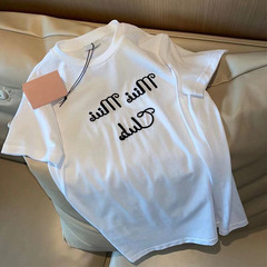 短袖恤女學生寬鬆韓版圓領白色上衣潮