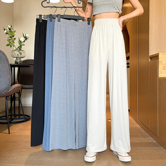 Real shot new casual pants women's summer thin style wide leg pants high waist sports pants