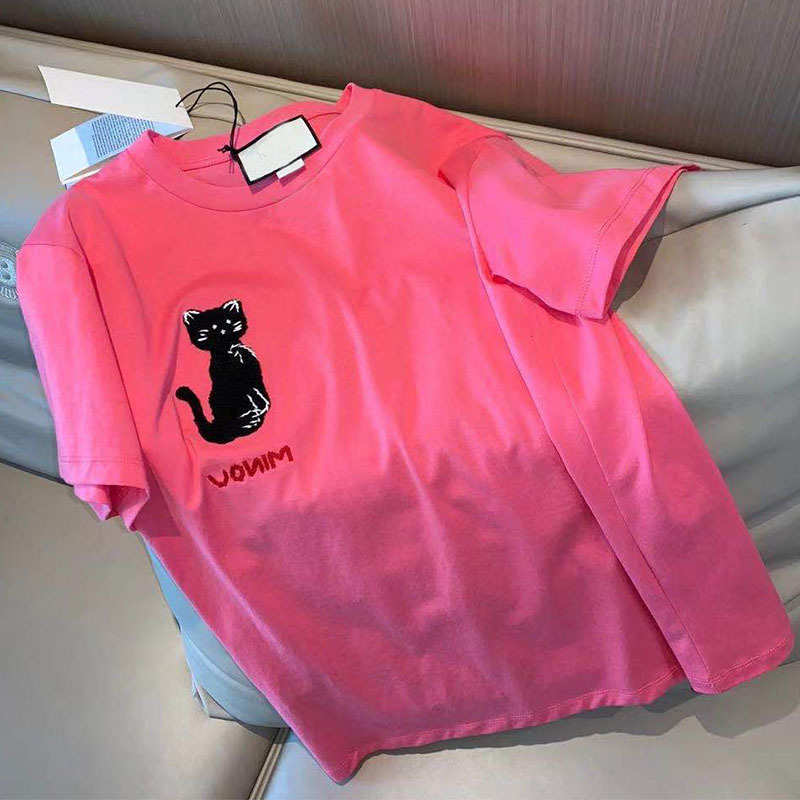 New style short sleeve T-shirt girl student loose summer round neck pink top fashion