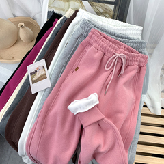 Guantu midine composite Plush thickened loose Korean thin sports wide leg Harun legged pants