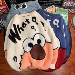 New cartoon round neck knitted sweater for female students