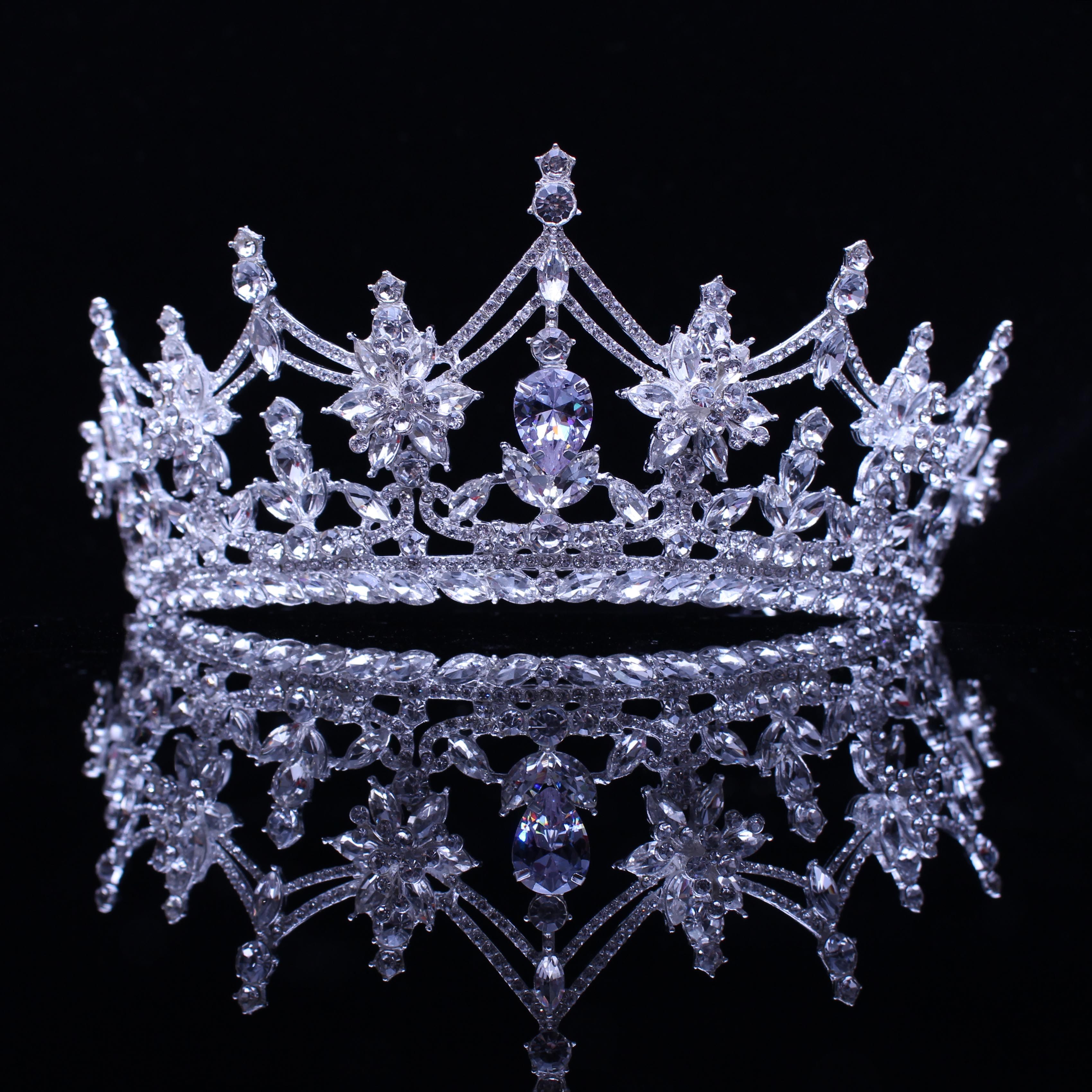 欧美新娘皇冠水钻女王皇冠选美颁奖大气王冠结婚宴会晚服气派头饰