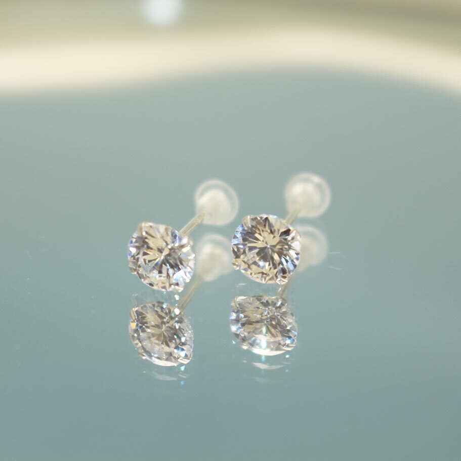 BRIGHTQI纯银925闪闪每一颗锆石耳钉3mm-6mm钻男女简单时尚耳骨钉