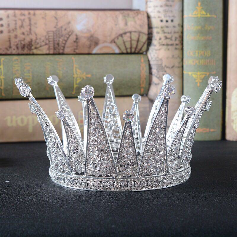 新品圆欧式复古锆石皇冠教堂婚礼新娘头饰精美公主王冠速卖通热卖
