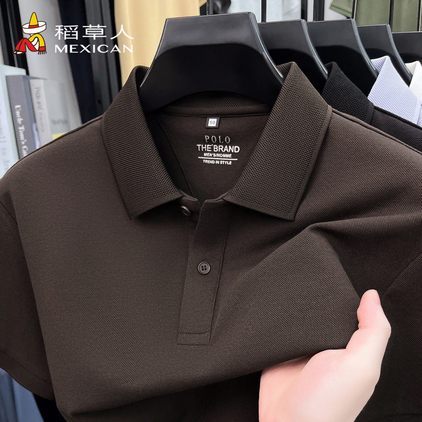 稻草人夏季桑蚕丝短袖t恤男士中年polo衫纯色百搭爸爸装棉质上衣