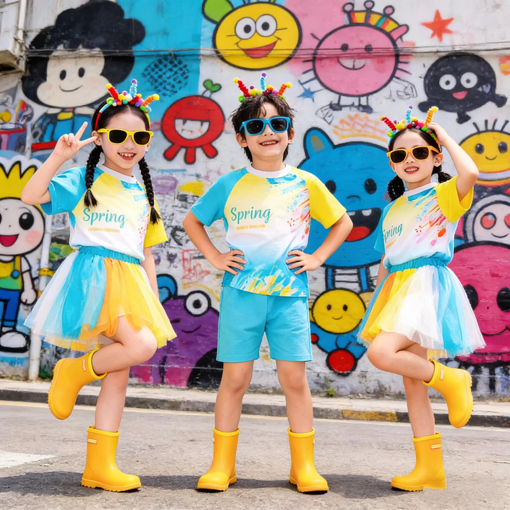 六一小学生表演服装儿童啦啦队演出服夏季幼儿园班服运动会舞蹈服