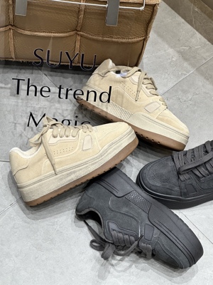 苏与2025冬季新款翻毛真皮板鞋