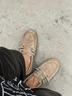 苏与2026春季新款翻毛真皮平底乐福鞋舒适通勤百搭软底小皮鞋女款