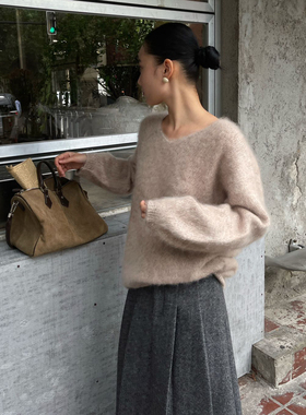 PURITYYH温柔软糯韩系羊毛针织毛衣打底衫女冬季宽松内搭外穿上衣