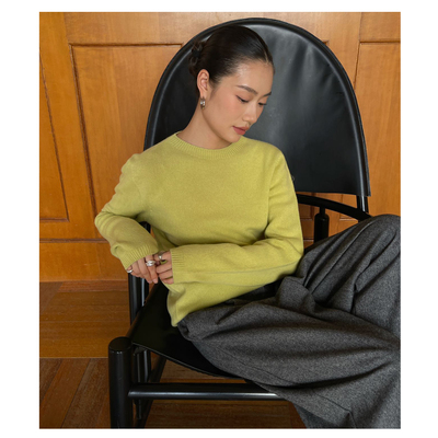 PURITY YH韩系简约圆领羊毛衫女秋冬新款针织打底衫宽松休闲毛衣