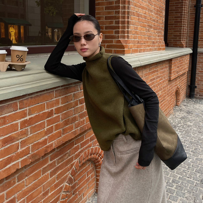 高颜值保暖 秋冬叠穿半高领羊毛马甲背心女针织坎肩宽松显瘦休闲