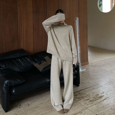 PURITYYH法式时尚毛衣保暖羊毛内搭外穿厚款时尚气质阔腿裤两件套