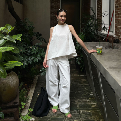 PURITYYR简约夏季白色高级遮胯显瘦休闲裤直筒高腰百搭休闲长裤女