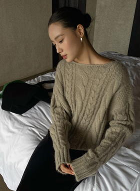 PURITYYH法式极简圆领绞花复古时尚百搭毛衣女高级秋季新款针织衫