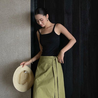 PURITY YH小众简约黑色工字显瘦修身吊带背心通勤内搭无袖上衣女