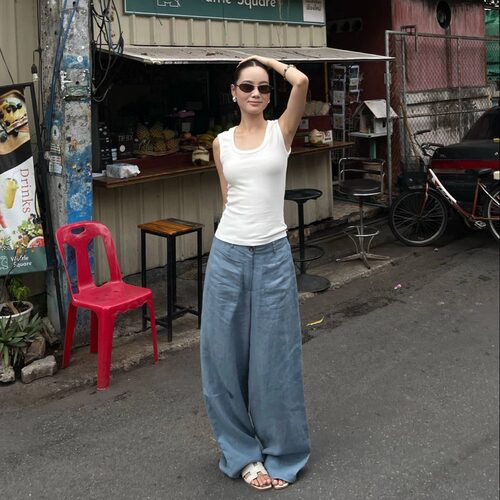 PURITY YR小众简约韩系风宽松夏季亚麻高腰巨显瘦休闲长裤阔腿裤