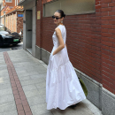 极简夏女圆领背心连衣裙宽松遮肉夏季 PURITY小众法式 遮胯显瘦长裙
