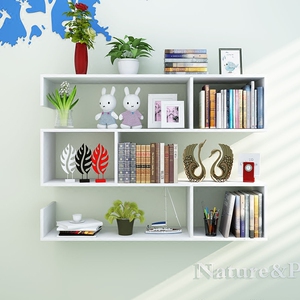 墙上置物架简易学生书架简约现代壁挂卧室客厅吊柜创意隔板酒格子